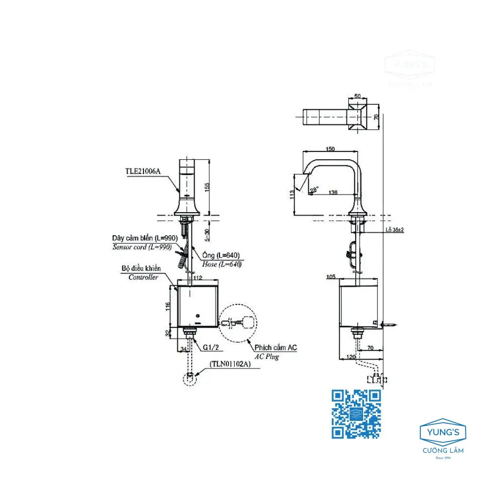 Vòi Lavabo cảm ứng tự động TLE21006A | Thiết Bị Vệ Sinh TOTO