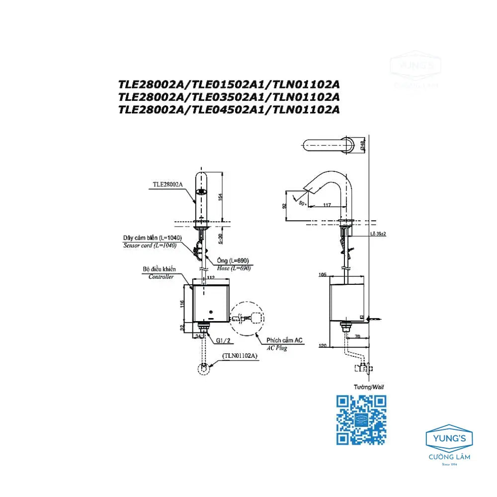 Vòi cảm ứng tự động TLE28002A TLE01502A1 TLN01103A TLE05701A | Thiết Bị Vệ Sinh TOTO