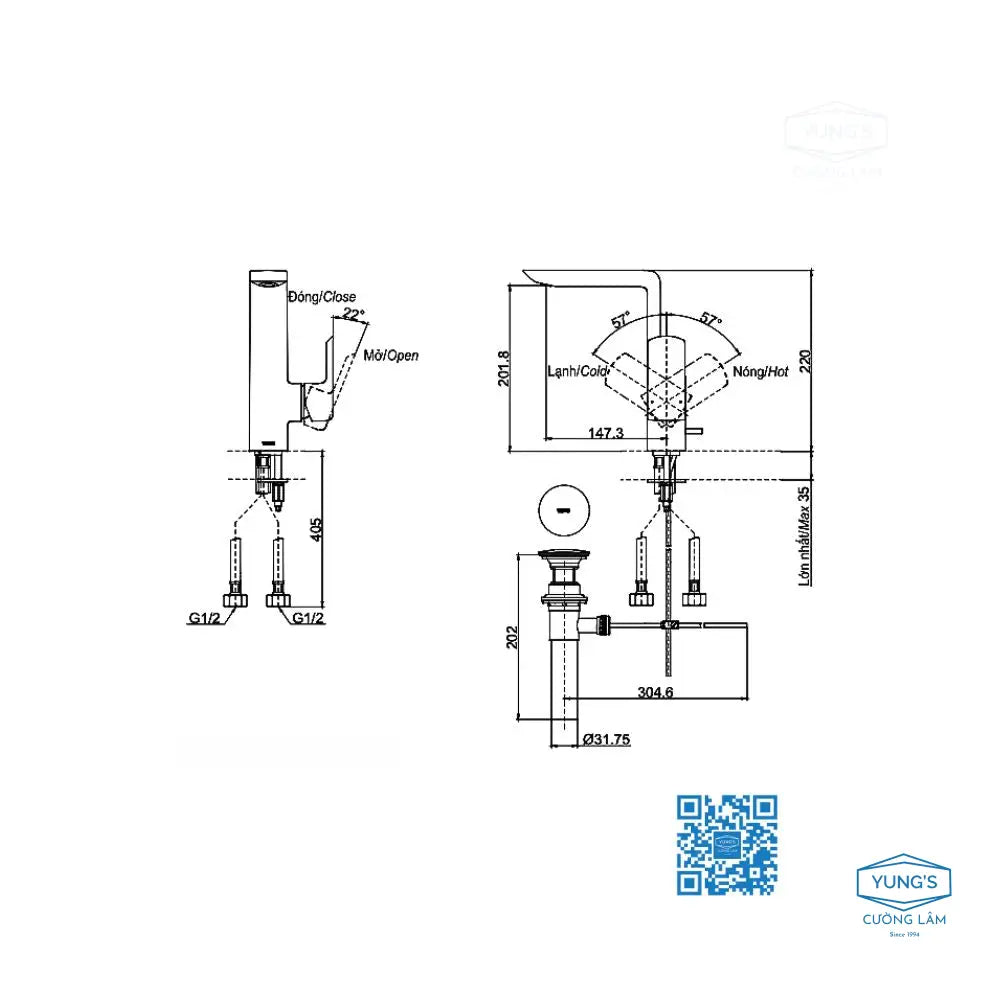 Tlg02309Bb Vòi Lavabo Nóng Lạnh