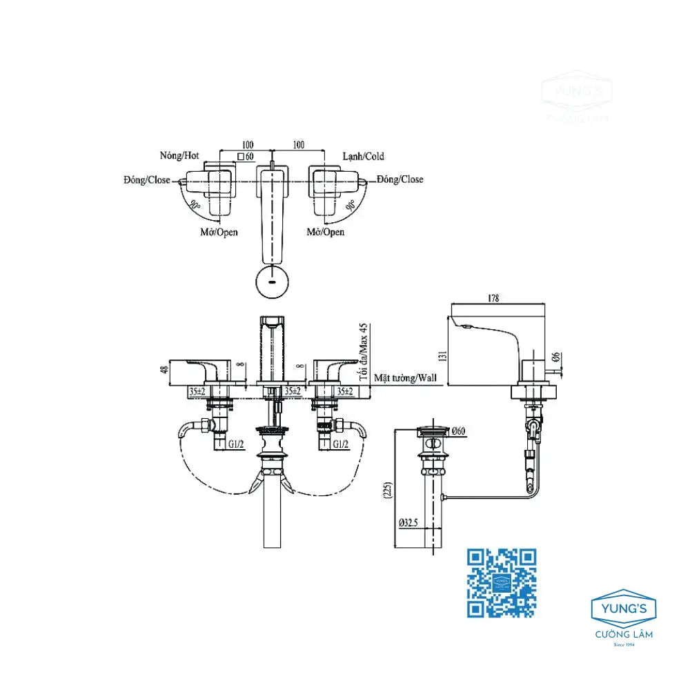 Vòi chậu Lavabo nóng lạnh GE TLG07201B | Thiết Bị Vệ Sinh TOTO