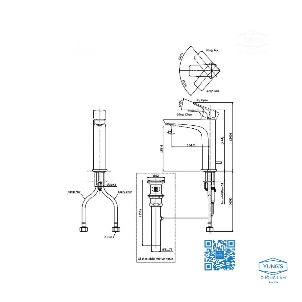 Tlg07303V Vòi Lavabo Nóng Lạnh