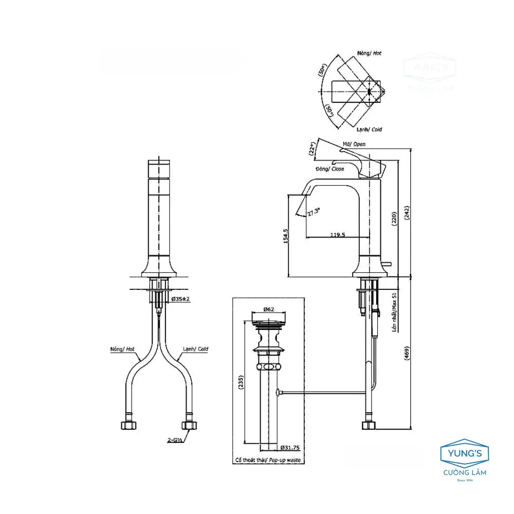 Tlg08303V Vòi Lavabo Nóng Lạnh