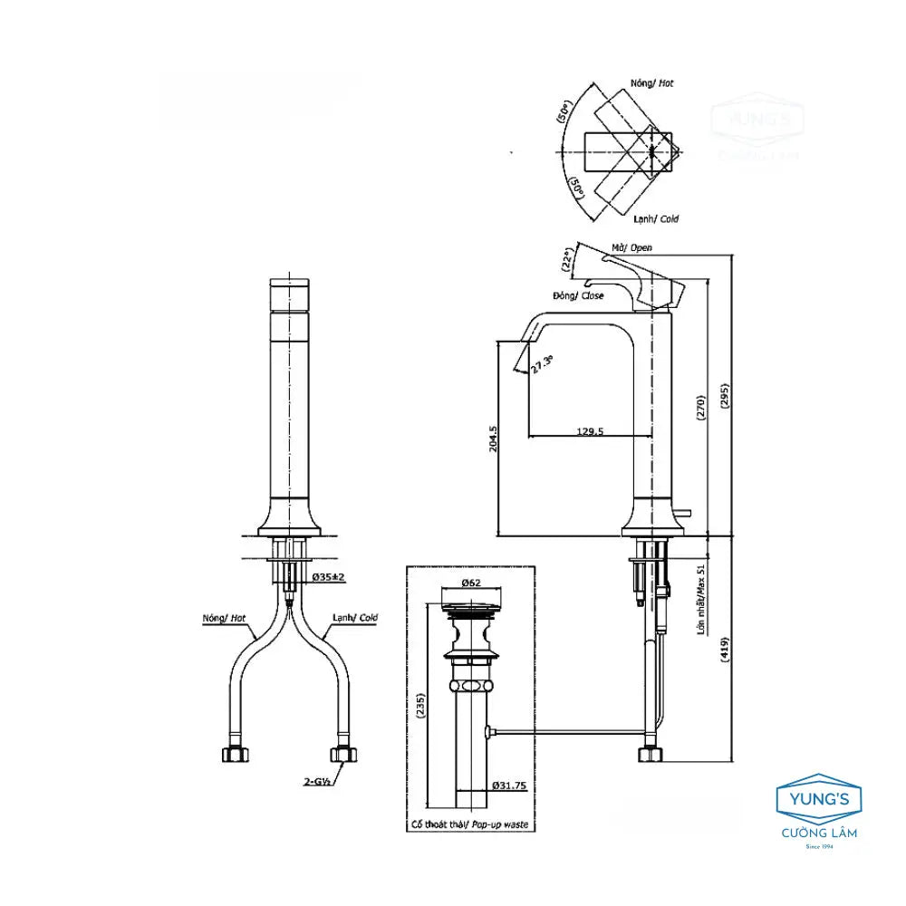 Tlg08305V Vòi Lavabo Nóng Lạnh