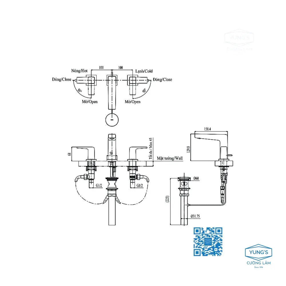 Vòi lavabo nóng lạnh tay vặn nóng lạnh GB TLG10201BA | Thiết Bị Vệ Sin…