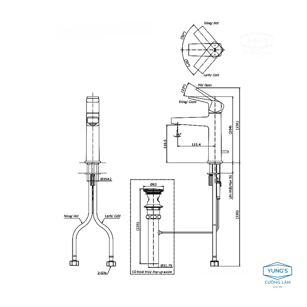 Tlg10301V Vòi Lavabo Nóng Lạnh