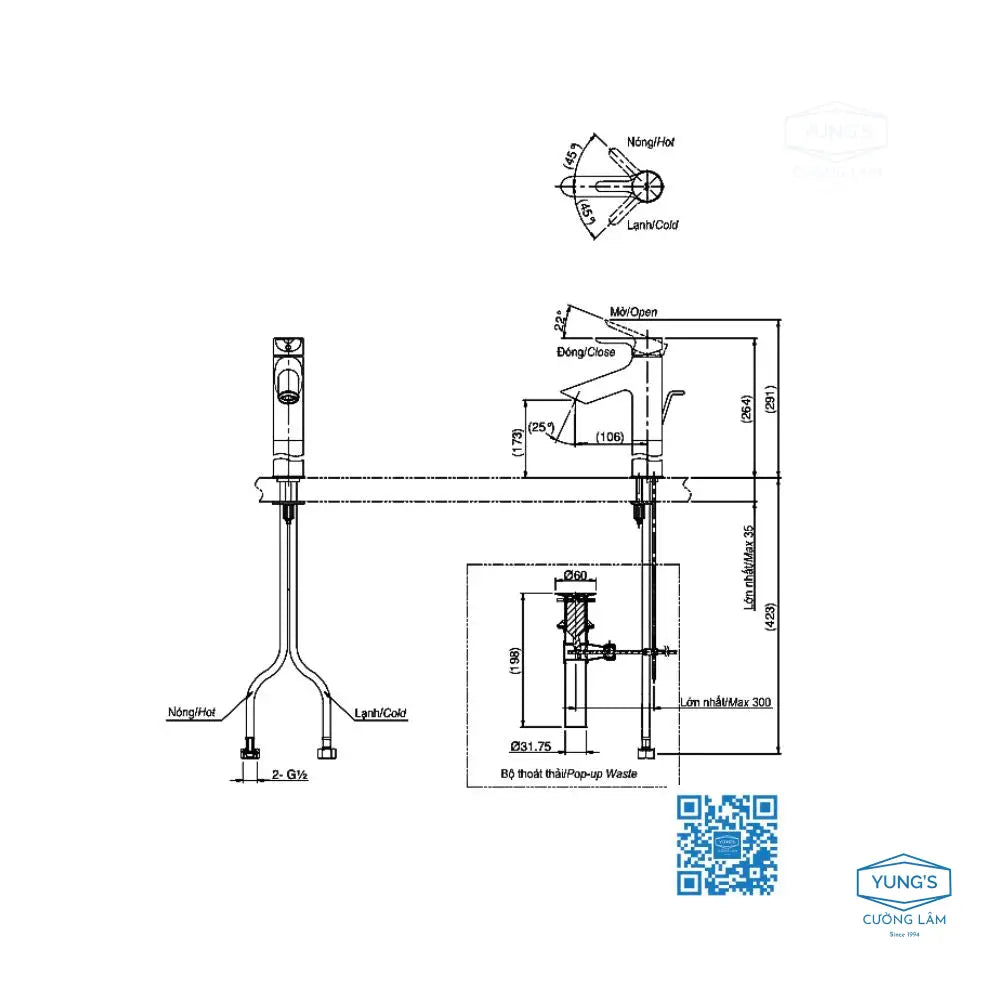 Tls01304V Vòi Lavabo Nóng Lạnh