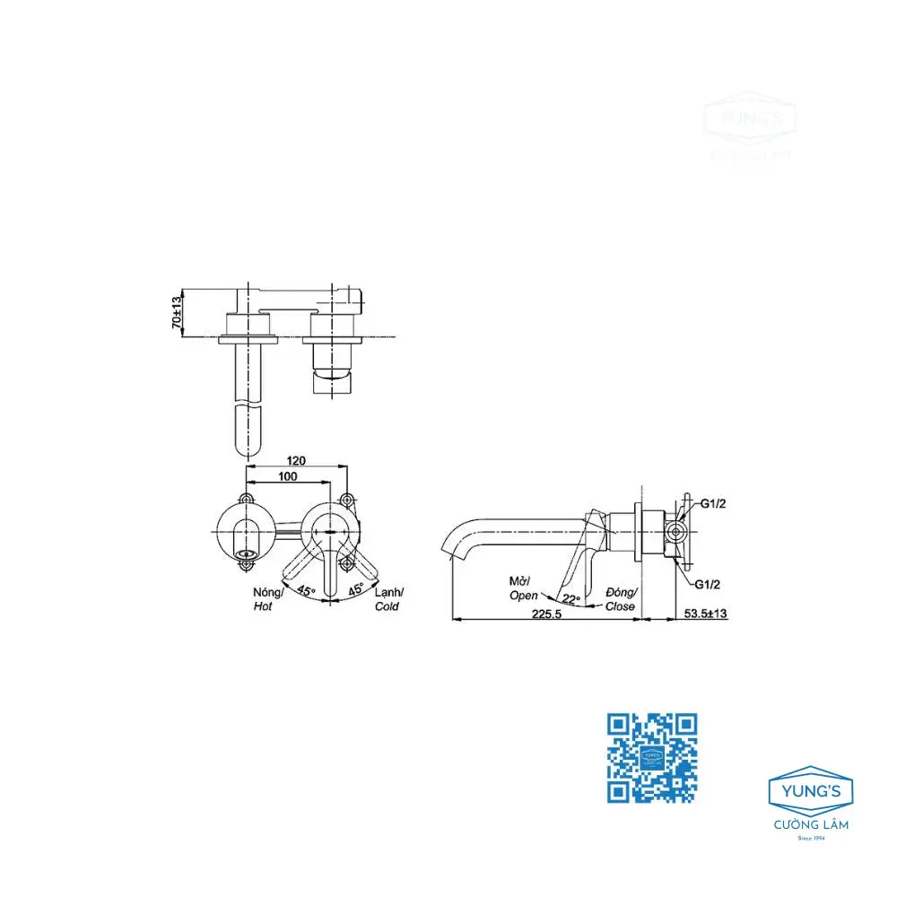 Vòi chậu gắn tường TLS01310B | Thiết Bị Vệ Sinh TOTO