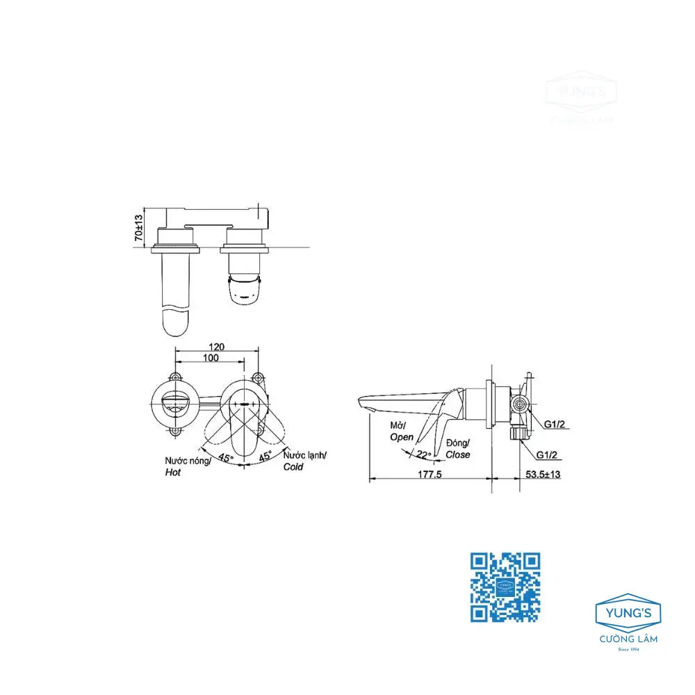 Vòi chậu gắn tường TLS03307B | Thiết Bị Vệ Sinh TOTO