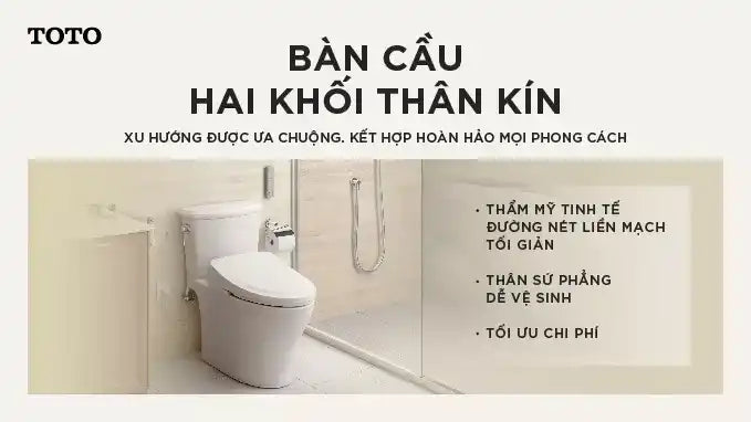 Bồn cầu TOTO trắng với hệ thống xả nước kép.