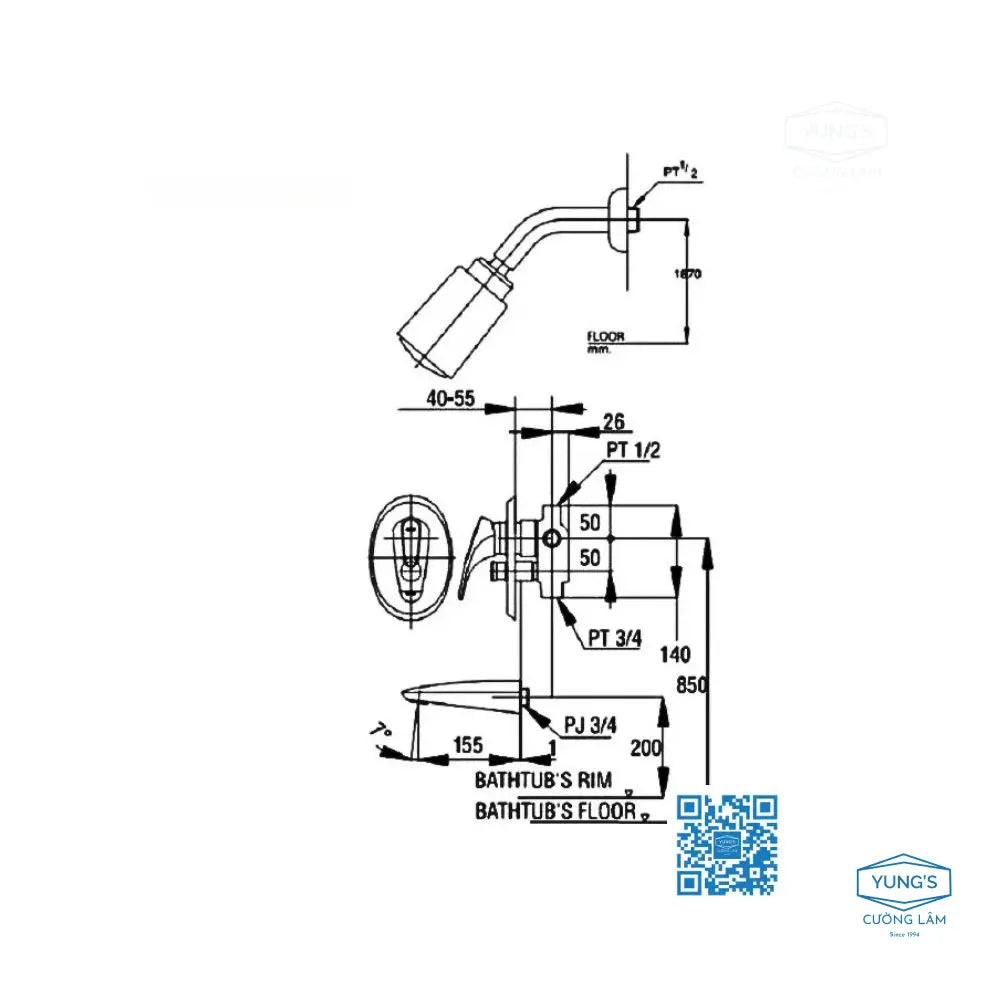 Bộ sen tắm nóng lạnh âm tường RINO TS322A TS602#CR | Thiết Bị Vệ Sinh …