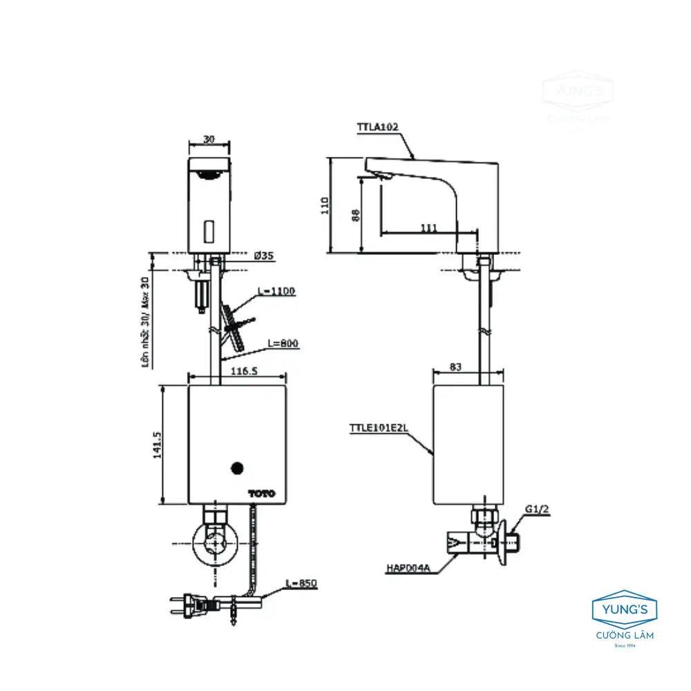 Ttla102 Ttle101E2L Hap004A Vòi Lavabo Tự Động