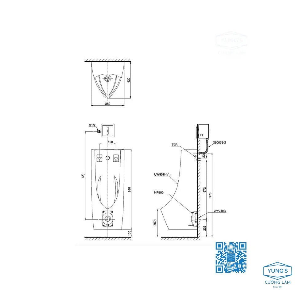 Tiểu nam treo tường UT901H | Thiết Bị Vệ Sinh TOTO