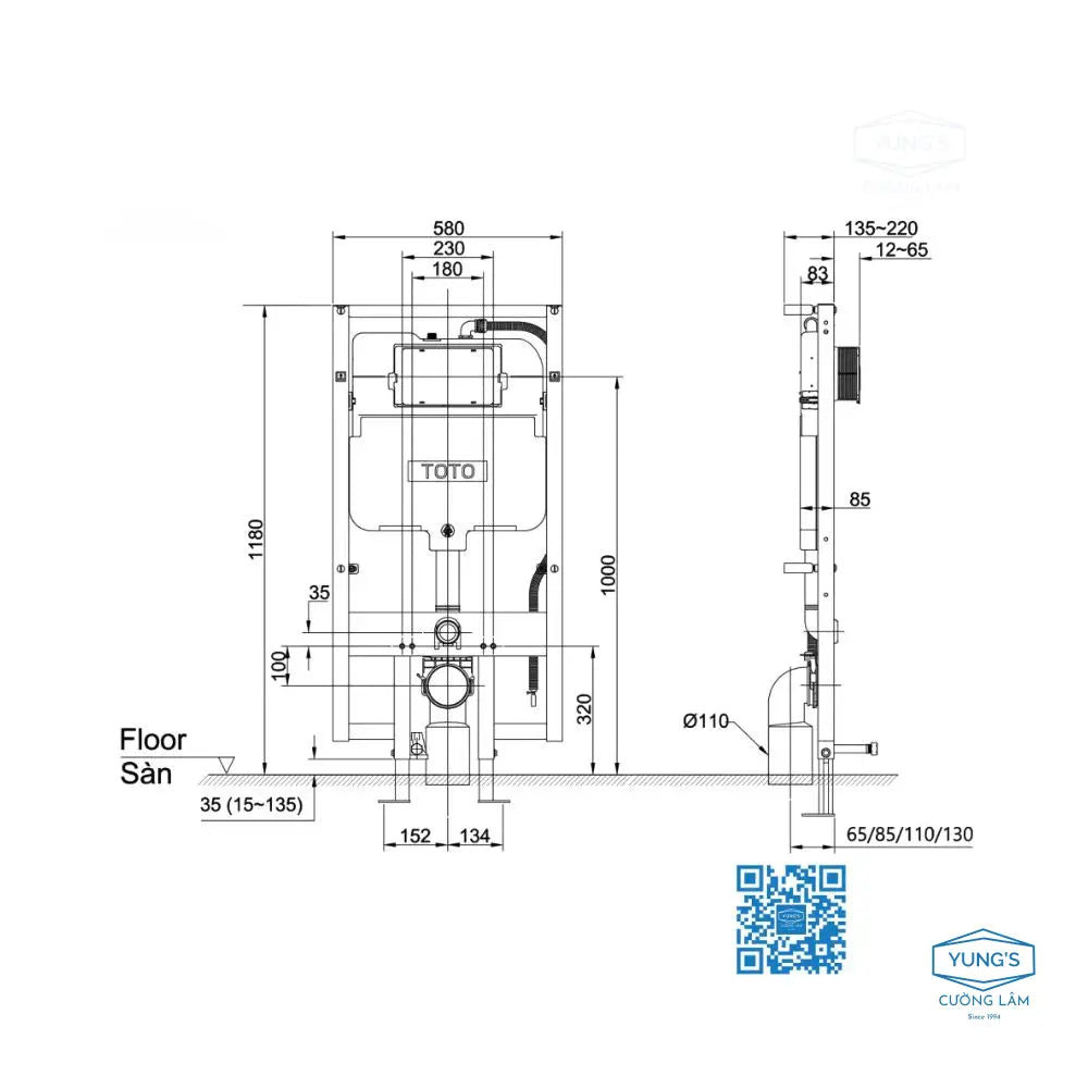 Két nước âm tường WH172AAT | Thiết Bị Vệ Sinh TOTO