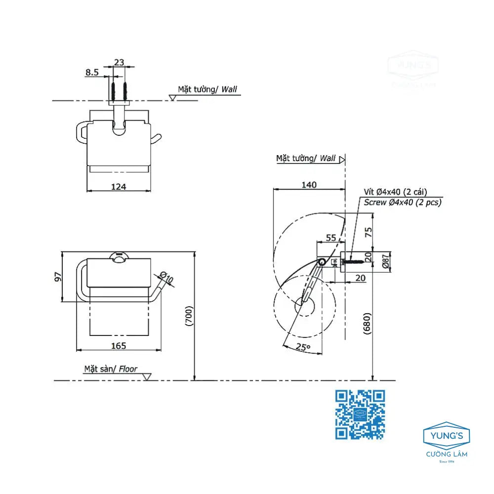 Lô giấy vệ sinh đơn YH406RV | Thiết Bị Vệ Sinh TOTO