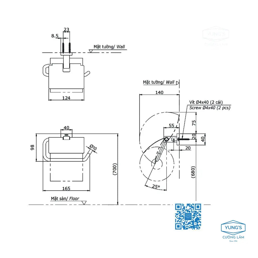 Lô giấy vệ sinh đơn YH408RV | Thiết Bị Vệ Sinh TOTO