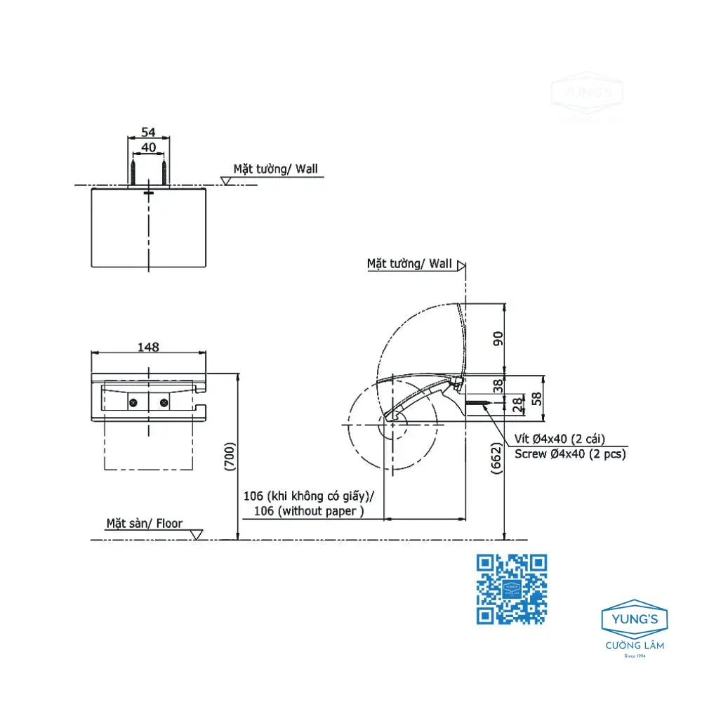 Lô giấy vệ sinh đơn YH903V | Thiết Bị Vệ Sinh TOTO