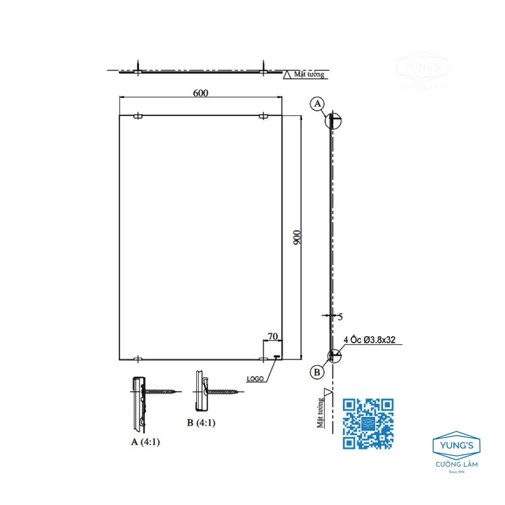 Gương phòng tắm YM6090A | Thiết Bị Vệ Sinh TOTO