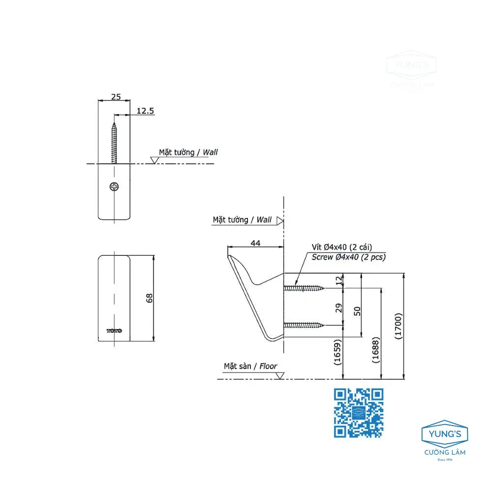 Móc áo YRH902V | Thiết Bị Vệ Sinh TOTO