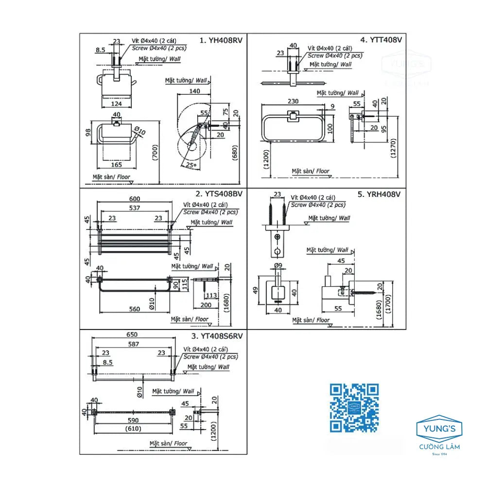 Bộ 3 sản phẩm L YS408N5V | Thiết Bị Vệ Sinh TOTO