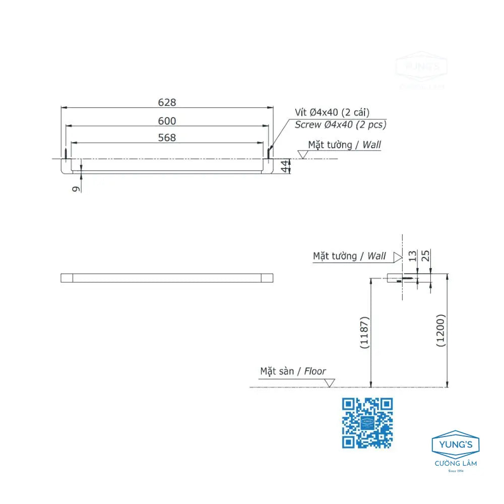 Thanh vắt khăn G YT902S6V | Thiết Bị Vệ Sinh TOTO